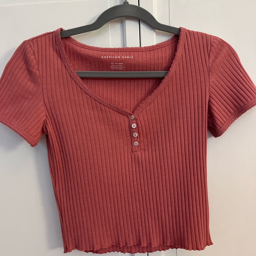 American Eagle Pink Cropped Top